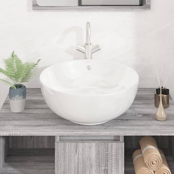 vidaXL Wash Basin White 44x17 cm Ceramic Round