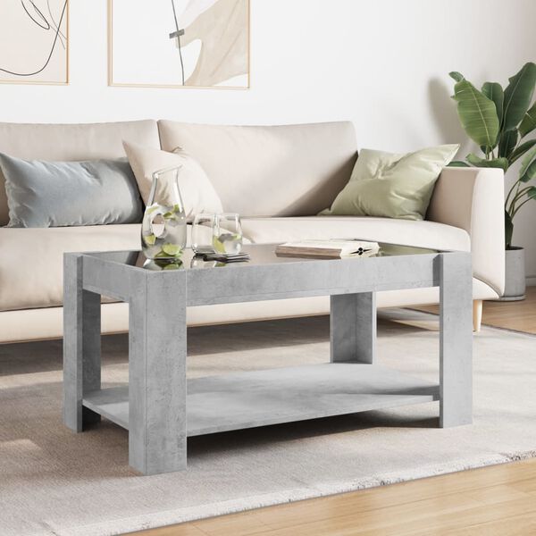 vidaXL Coffee Table with LED Concrete Grey 93x53x45 cm Engineered Wood