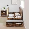 vidaXL Storage Bed Frame with Drawer Smoked Oak 80 cm Engineered Wood