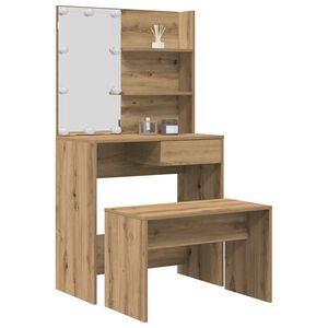 vidaXL Dressing Table Set with LED Artisan Oak Engineered Wood