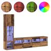 vidaXL TV Wall Unit with LED 4 pcs Old Wood Engineered Wood