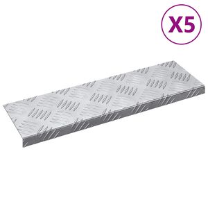 vidaXL Stair Tread Rectangular 5 pcs Silver 60 x 18 cm Aluminium