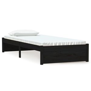 vidaXL Bed Frame without Mattress Black Solid Wood 75x190 cm