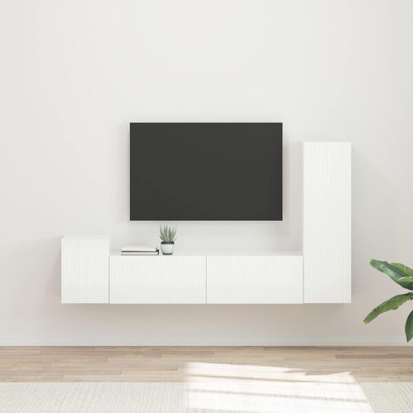 vidaXL TV Cabinet Set 4 pcs High Gloss White Engineered Wood