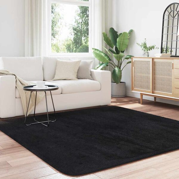 vidaXL Shaggy Rug High Pile NAVARRA Black 200x200 cm Polyester