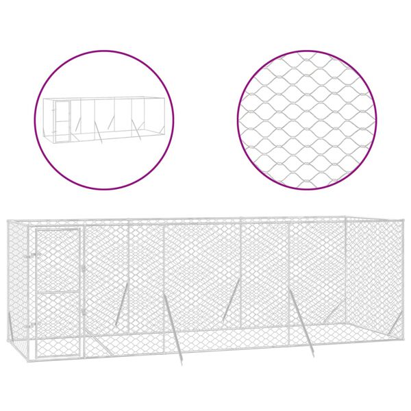 vidaXL Outdoor Dog Kennel Silver 6x2x2 m Galvanised Steel