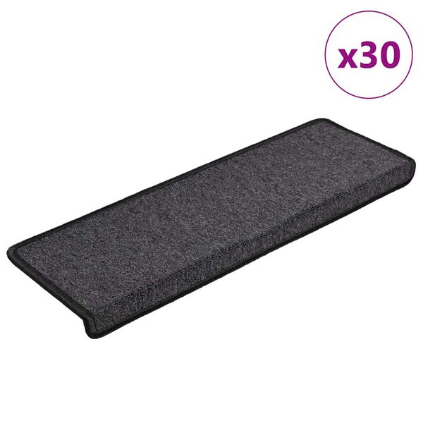vidaXL Stair Mats 30 pcs 65x21x4 cm Anthracite Rectangular Edge
