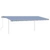 vidaXL Manual Retractable Awning with Posts 6x3.5 m Blue and White