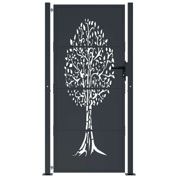 vidaXL Garden Gate Anthracite 100x175 cm Steel Tree Design