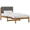 vidaXL Bed Frame with Upholstered Headboard Natural and Light Grey