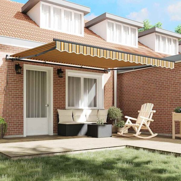 vidaXL Retractable Awning Multicolour 400 x 350 cm Polyester and Steel