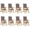 vidaXL Reclining Folding Chairs 8 pcs Anthracite Fabric and Solid Wood