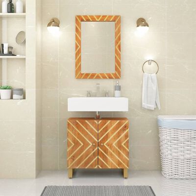vidaXL Bathroom Mirror Brown 50x70x3 cm Solid Wood Mango and Glass