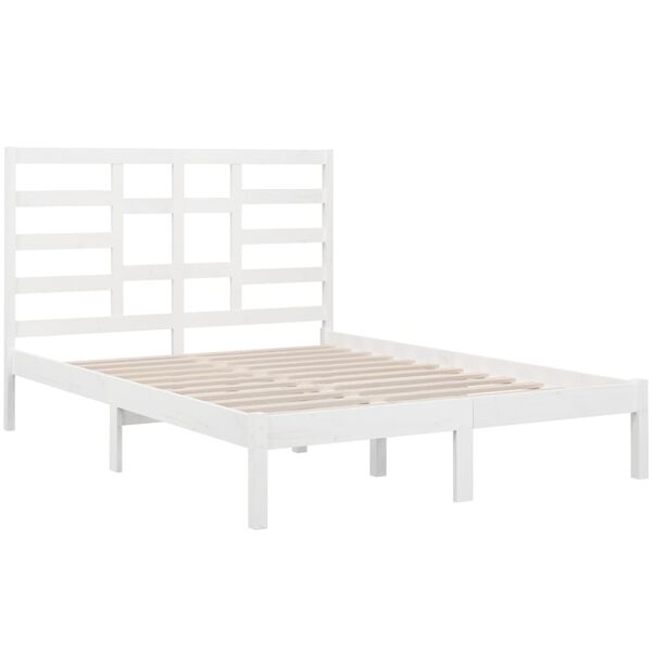 vidaXL Bed Frame without Mattress White Solid Wood 160x200 cm