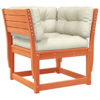 vidaXL Garden Sofa Armrest with Cushions Wax Brown Solid Wood Pine