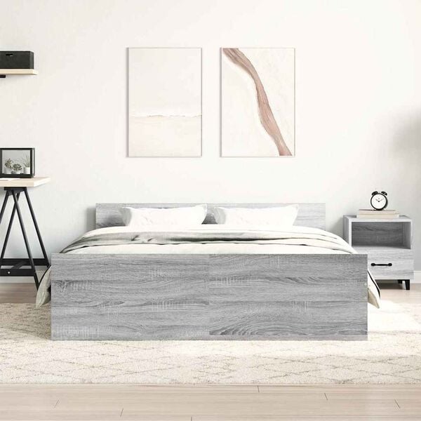 vidaXL Bed Frame without Mattress Grey Sonoma 140x200 cm