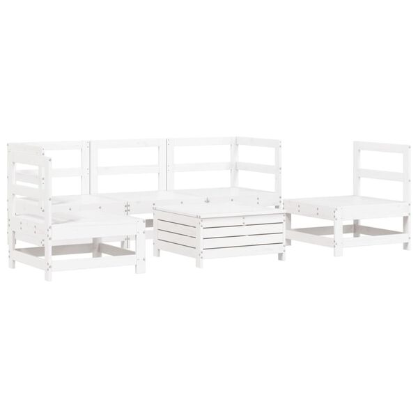 vidaXL 6 Piece Garden Sofa Set White Solid Wood Pine