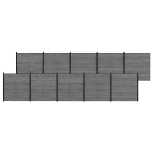 vidaXL Fence Set 1737 x 186 cm WPC and Aluminium Grey