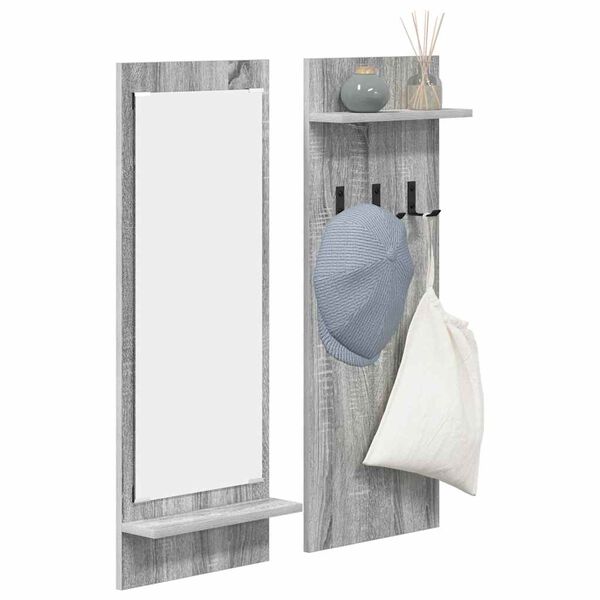 vidaXL Wall-Mounted Coat Rack with Shelf Grey sonoma 70 x 10 x 90 cm
