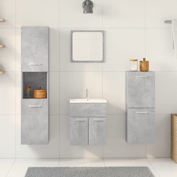 vidaXL 5 Piece Bathroom Furniture Set Concrete Grey Engineered Wood