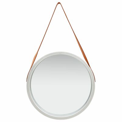 vidaXL Wall Mirror with Strap 50 cm Silver