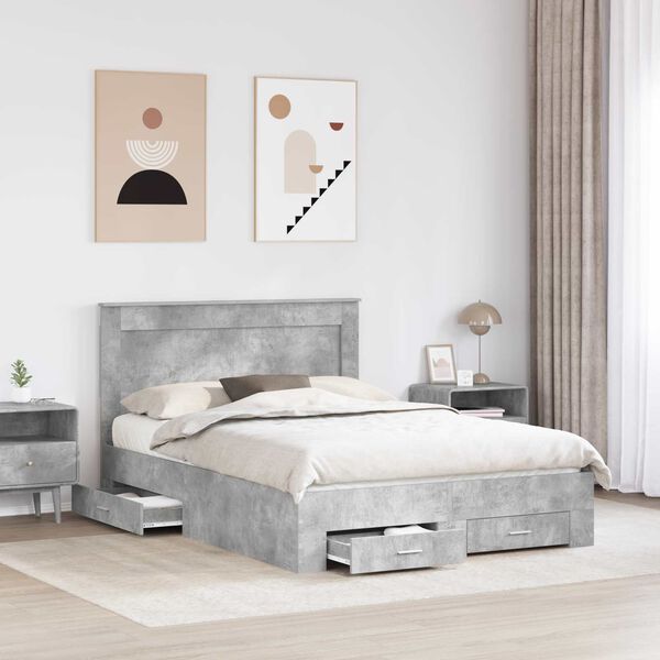 vidaXL Bed Frame with Drawer with Headboard Manual Engineered Wood