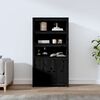 vidaXL Highboard Black 80x35x154 cm Solid Wood Pine