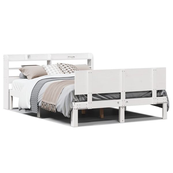 vidaXL Bed Frame with Headboard without Mattress White 160x200 cm