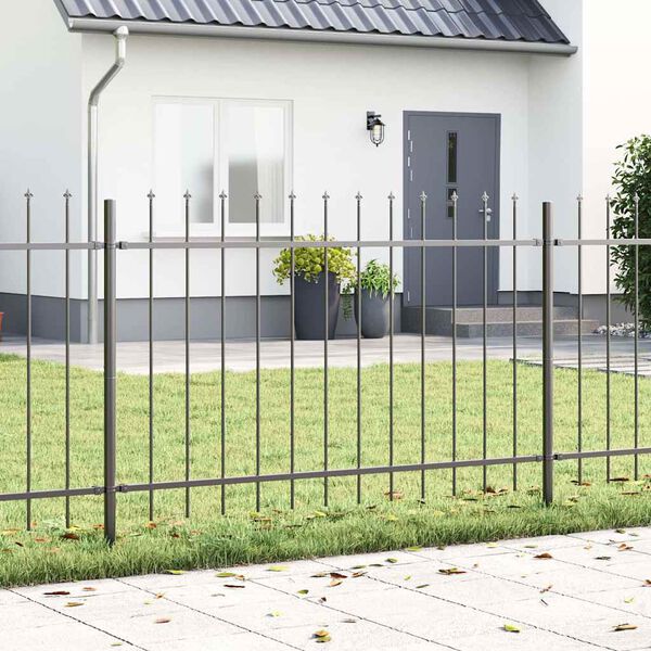 vidaXL Garden Fence 7 pcs Grey 11.9 x 0.8 m Powder-coated Steel