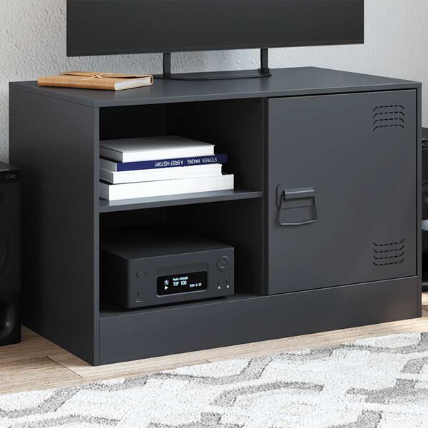 vidaXL TV Cabinet Black 67x39x44 cm Steel
