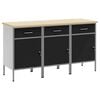 vidaXL Work Cabinet with Drawer 3 pcs Black and Grey 150 x 55 x 85 cm