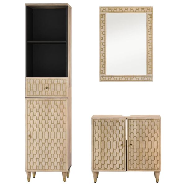 vidaXL 3 Piece Bathroom Furniture Set Solid Wood Mango