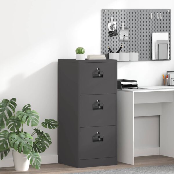 vidaXL File Cabinet Black 45.5 x 42 x 106.5 cm Cold-Rolled Steel
