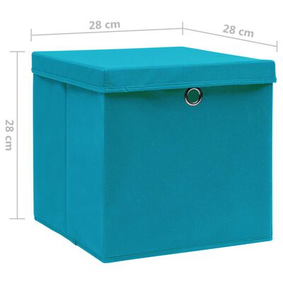 vidaXL Storage Boxes with Covers 10 pcs 28x28x28 cm Baby Blue