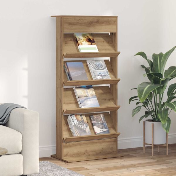 vidaXL Magazine Rack Artisan Oak 70 x 41 x 156 cm Engineered Wood