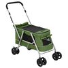 vidaXL Folding Dog Stroller Green 100x49x96 cm Linen Fabric