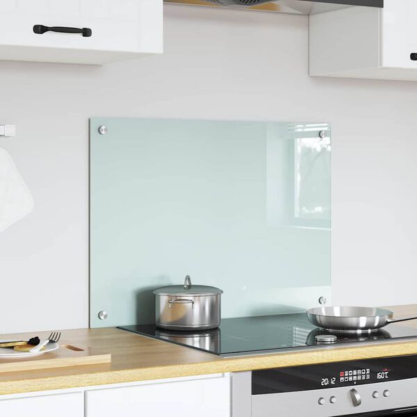 vidaXL Kitchen Backsplash White 70 x 50 cm Tempered Glass