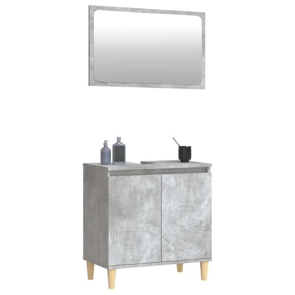 vidaXL 2 Piece Bathroom Furniture Set Concrete Grey Engineered Wood