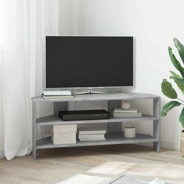 vidaXL Corner TV Cabinet Concrete Grey 102x40.5x45cm Engineered Wood