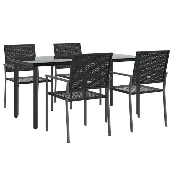 vidaXL 5 Piece Garden Dining Set Poly Rattan and Steel