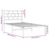 vidaXL Metal Bed Frame without Mattress with Headboard White 107x203cm