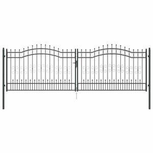 vidaXL Fence Gate with Spear Top KAMPEN 404 x 125 cm Steel Grey