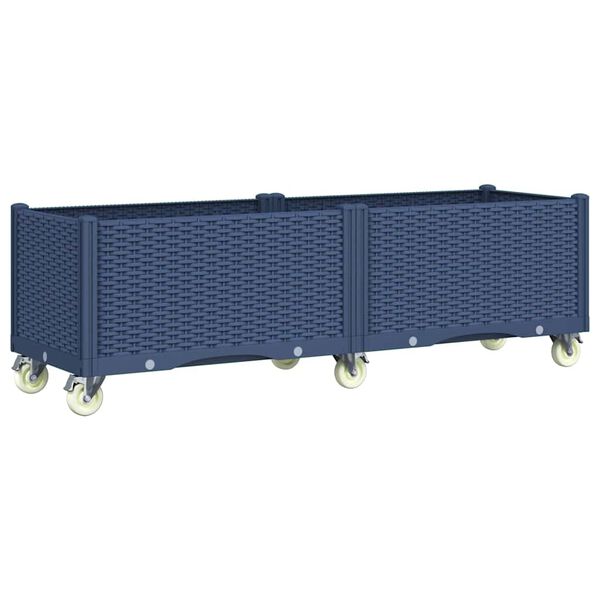 vidaXL Garden Planter with Wheels Blue Grey 160x50x54 cm PP