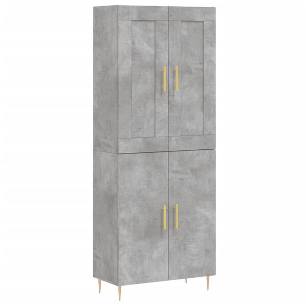vidaXL Highboard Concrete Grey 69.5x34x180 cm Engineered Wood