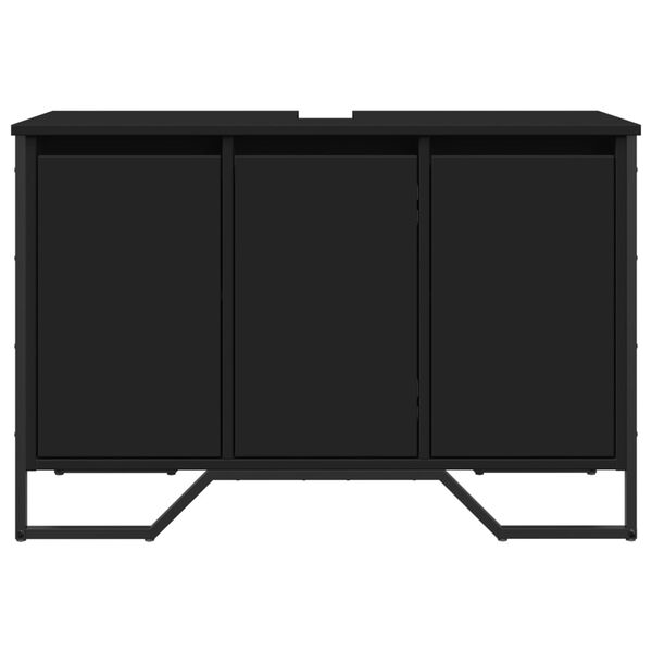vidaXL Bathroom Sink Cabinet Black 91x35x60 cm Engineered Wood