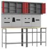 vidaXL Work Bench Set with Shelf 8 pcs Red 200 x 55 x 200 cm Steel