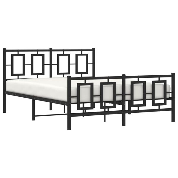 vidaXL Metal Bed Frame without Mattress with Footboard Black 135x190cm