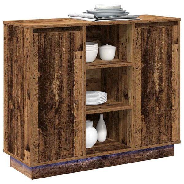 vidaXL LED Sideboard Old Wood 90 x 32 x 75 cm Engineered Wood