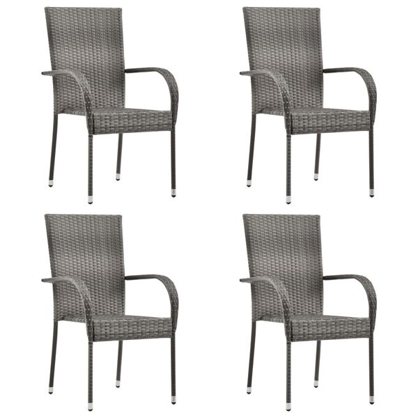 vidaXL 5 Piece Garden Dining Set Poly Rattan Grey