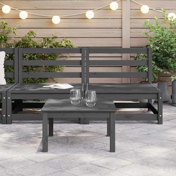 vidaXL Garden Middle Sofas 2 pcs Grey Solid Wood Pine